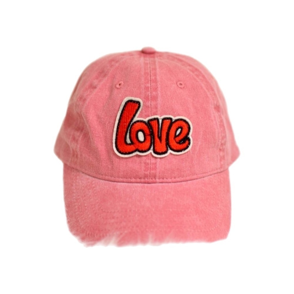 Washed Blush Pink Baseball Hat W/ Love Patch